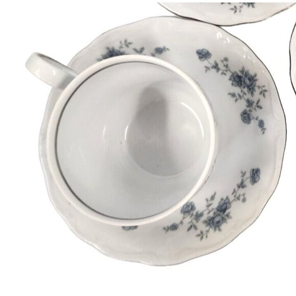 Johann Haviland Bavaria Blue Garland Fine China Set of 2 Cups and 2 Saucers Vint - Picture 3 of 9